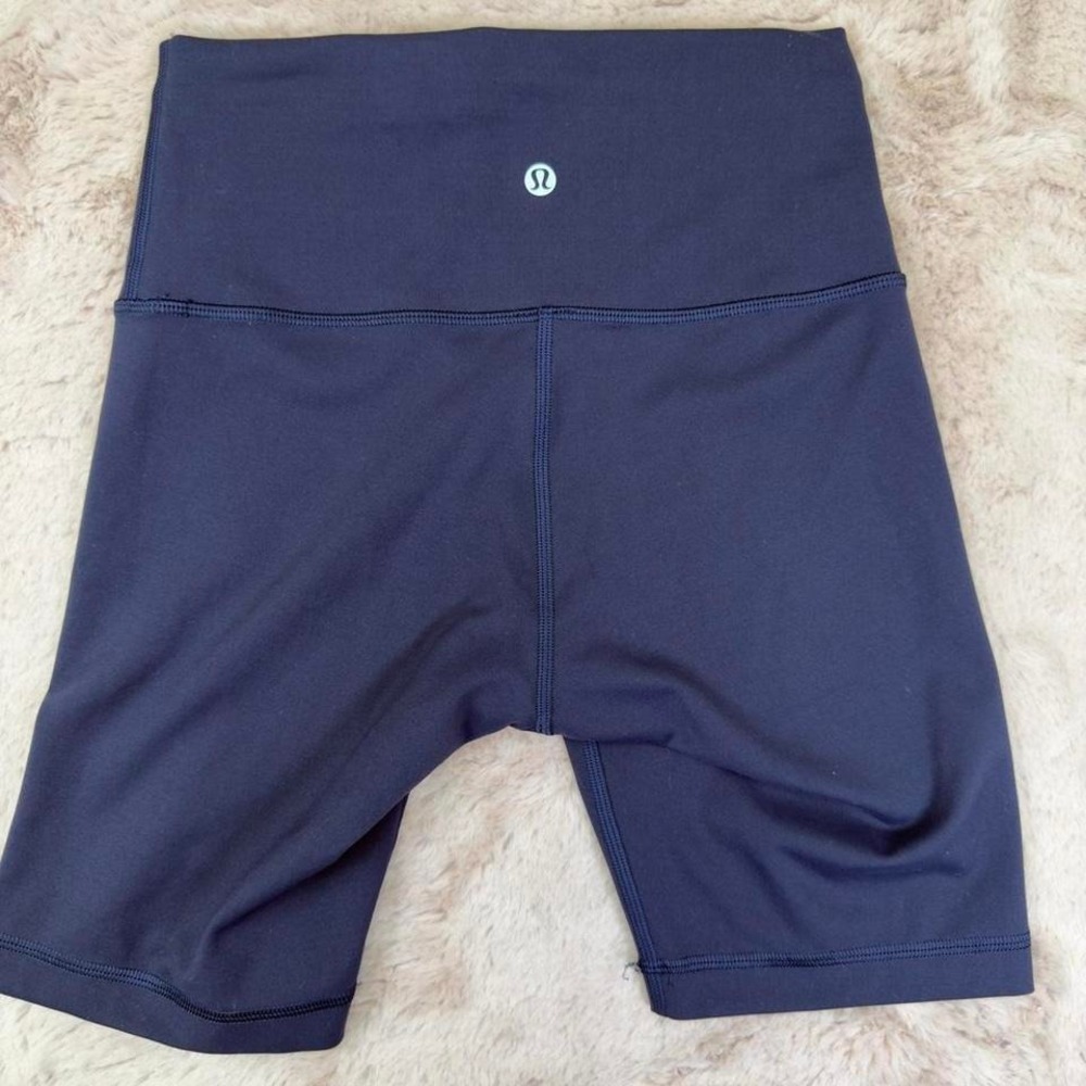 Lululemon high waisted biker shorts in navy - Picture 2 of 8